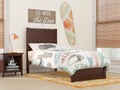Twin Wood Platform Bed with Panel Headboard and Footboard L3600