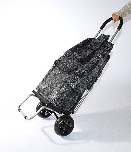 Black Foldable Shopping Cart with Seat K781736