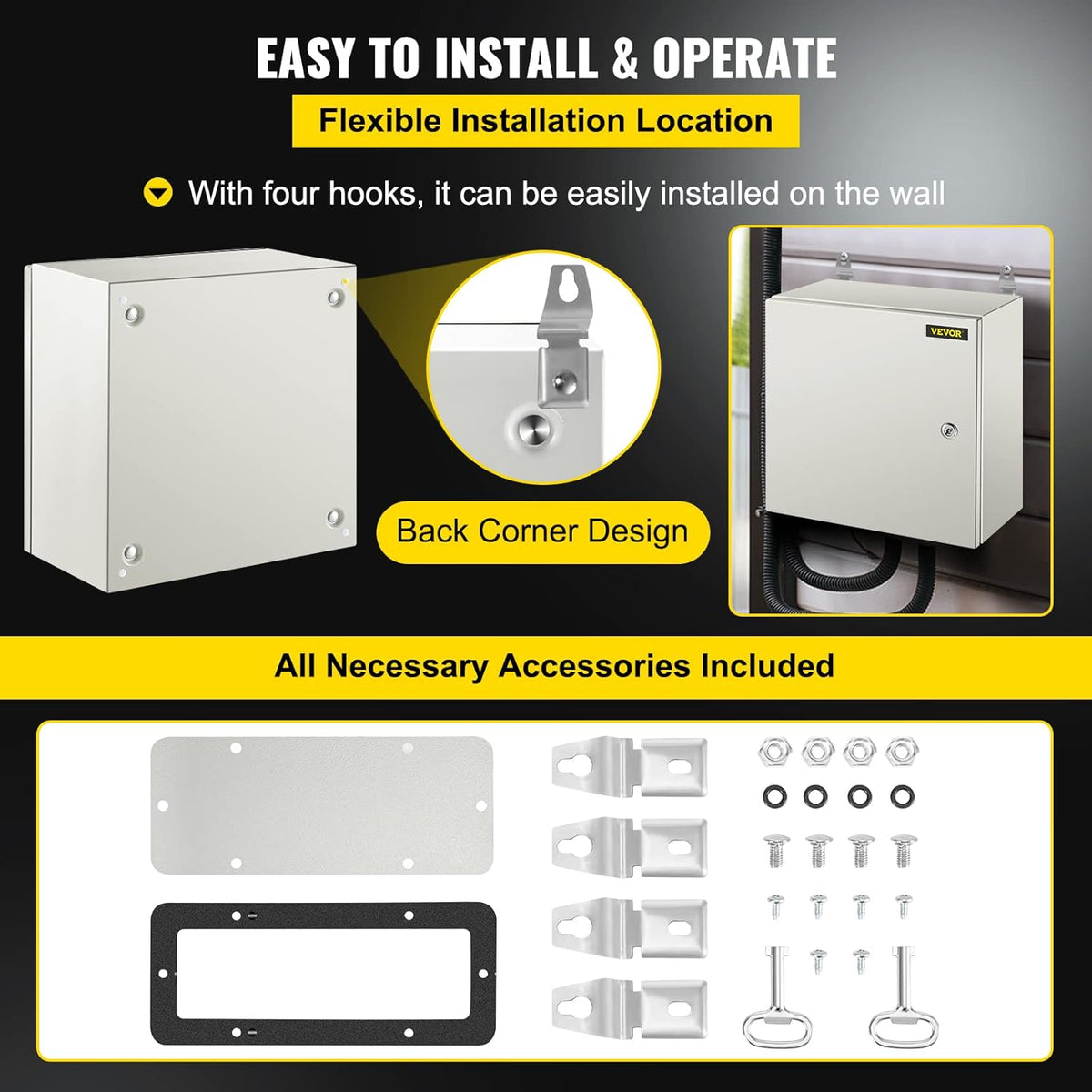 16 x 16 x 8 Inches Wall Mounted Waterproof Mild Steel Electrical Enclosure R340420