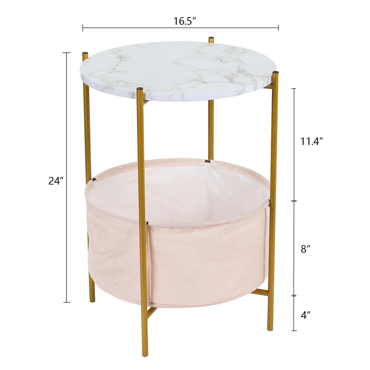 Round 2-Tier End Table with Fabric Storage Basket X990305