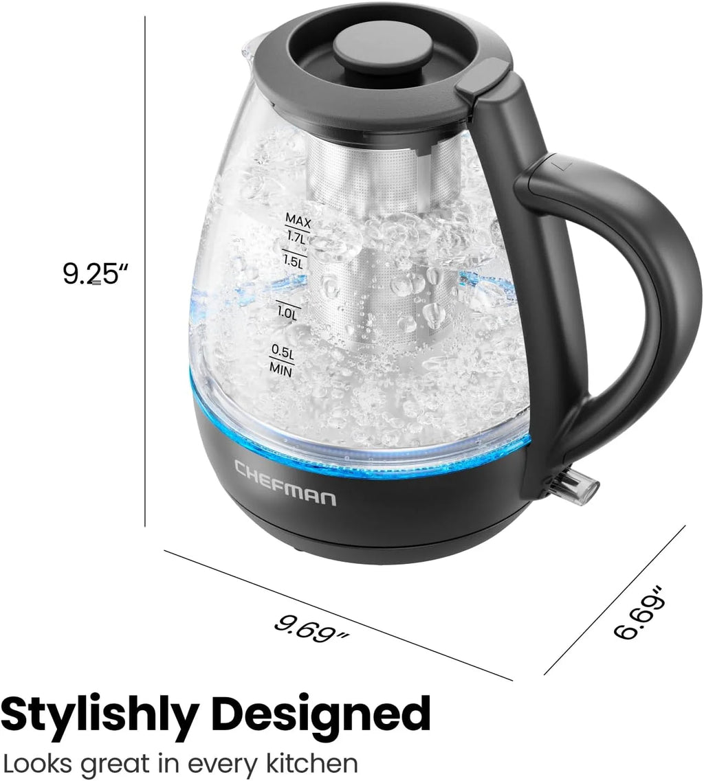 1.7L Electric Glass Kettle with Tea Infuser F9296