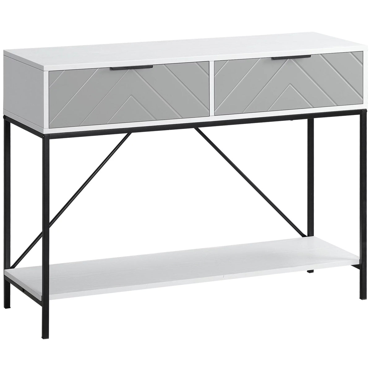 White Console Table with 2 Drawers and Open Shelf X77434