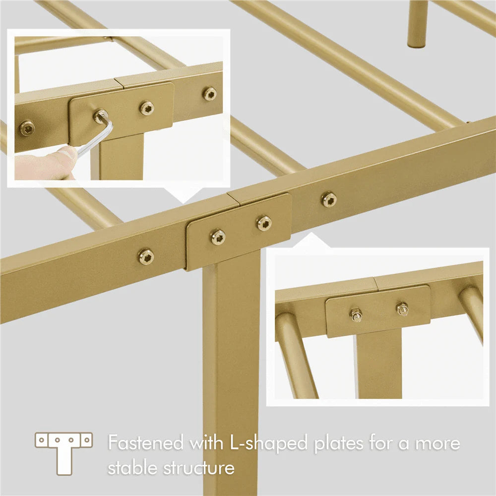 Black Metal Platform Bed Frame with Headboard and Footboard D287081