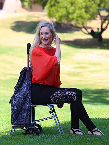 Black Foldable Shopping Cart with Seat K781736
