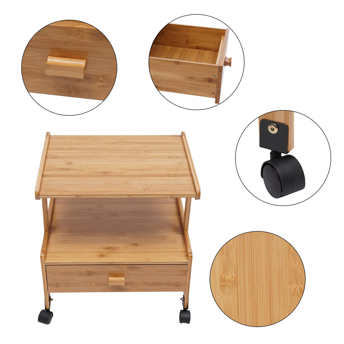 2-Tier Mobile Printer Stand with Wheels Y969260