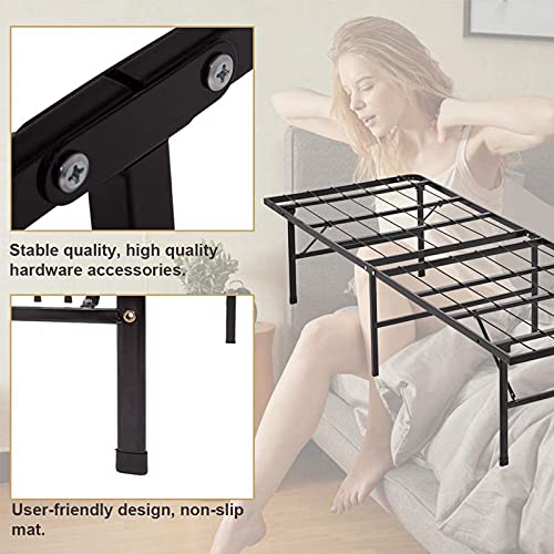 Black Twin Size Metal Platform Bed Frame with Steel Slat Support B8926