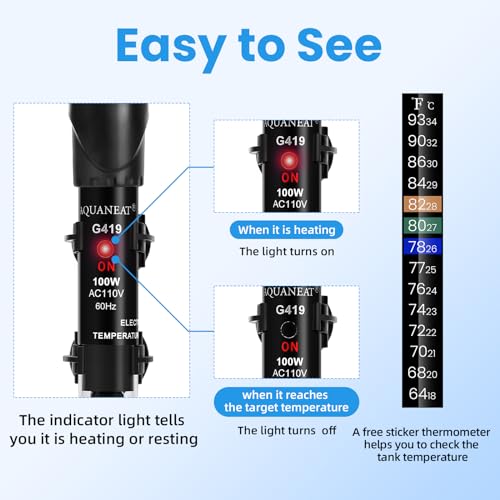 100W Adjustable Submersible Aquarium Heater with Thermometer U44534