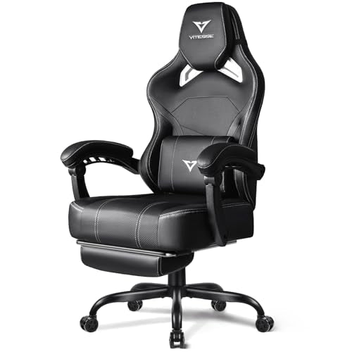 Big and Tall Gaming Chair with Footrest, Ergonomic Computer Chair (Black+Red) H20314