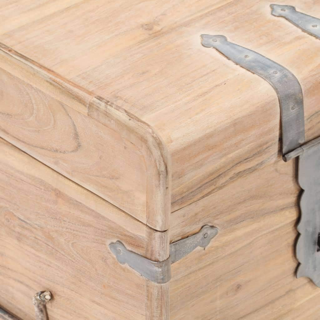 Rustic Solid Acacia Wood Chest Storage with Safety Hinge 15.7" x 15.7" x 15.7" Q85147