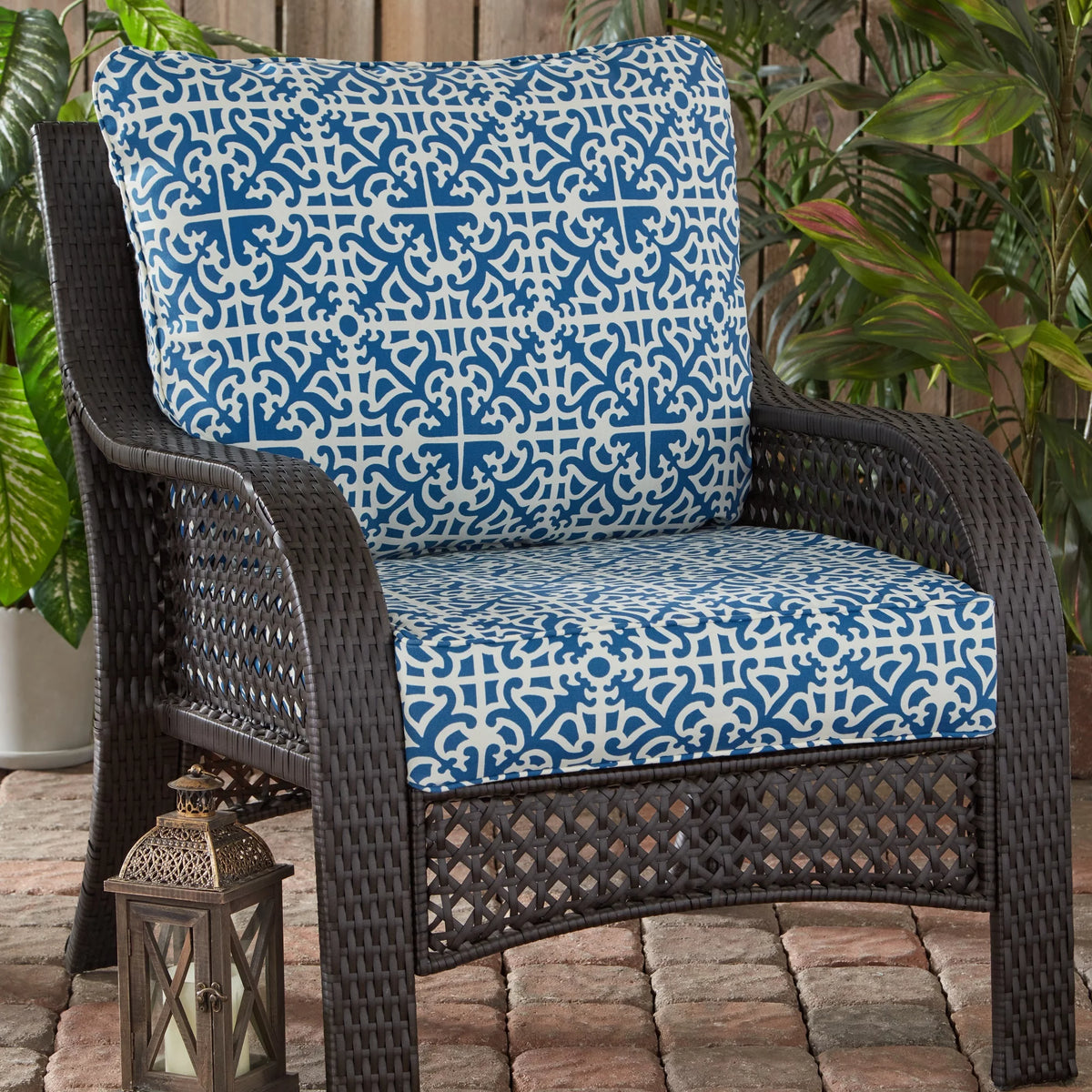 Indigo Lattice Outdoor Deep Seat Cushion Set Q844834