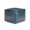 Teal Leather Square Pouf A628605