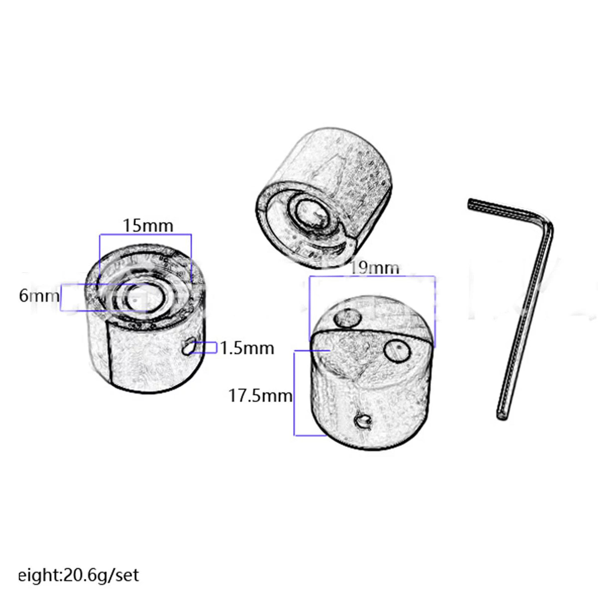 Wooden Electric Guitar Knobs with Screwdriver J6623