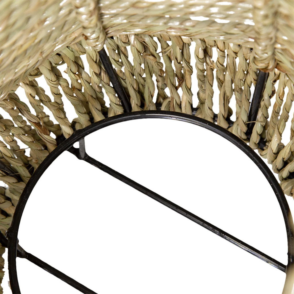 Seagrass Rope Wrapped Candle Lantern Q755