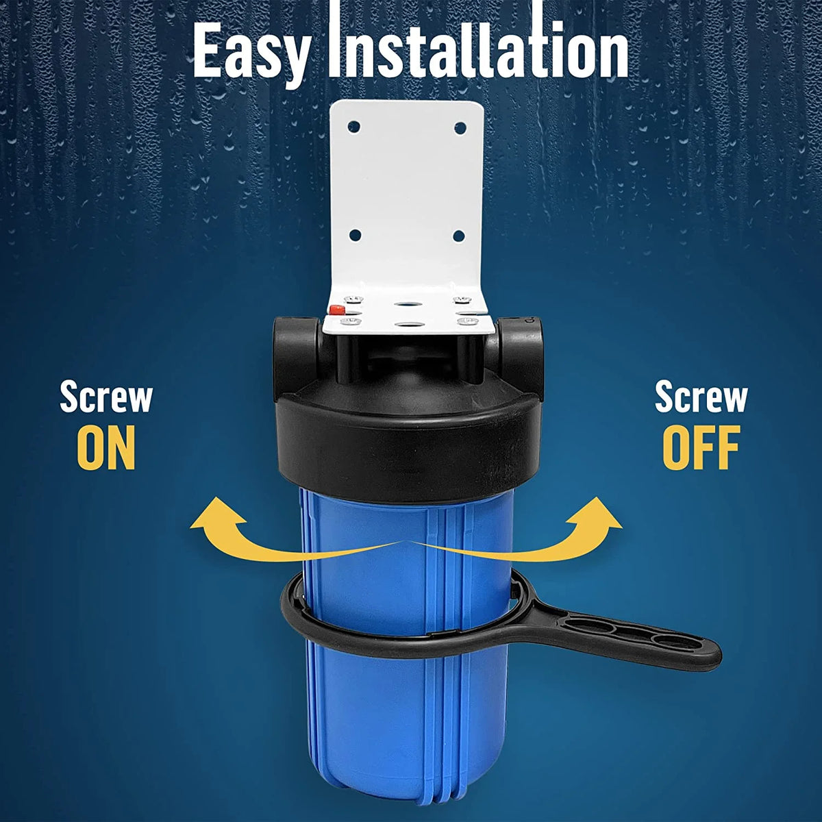 10 x 4.5 Whole House Filter Purifier System, 1 NPT Brass Port, Blue, 1 Set N155629