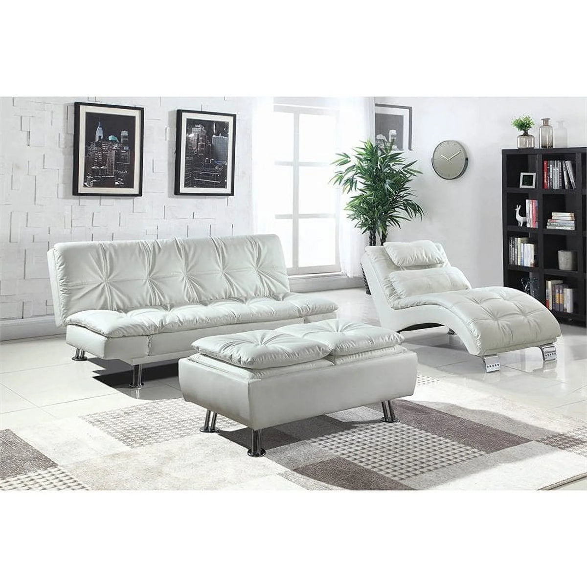 White Upholstered Chaise V522997
