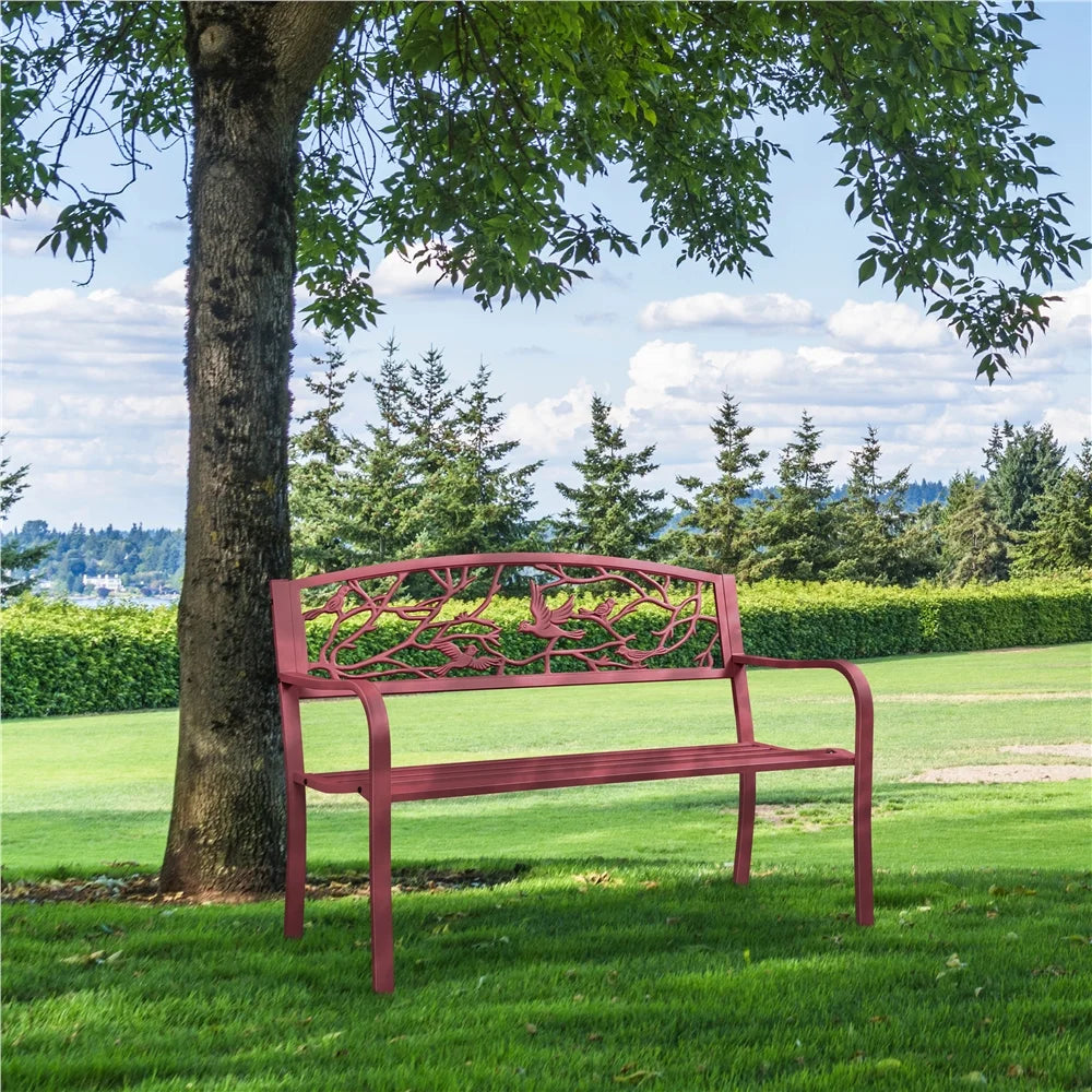 Red Patio Garden Bench W88758