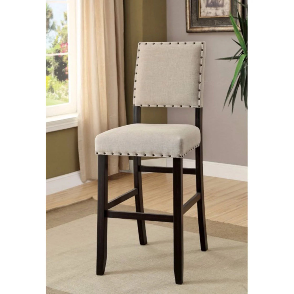 Ivory Linen Bar Chair Set of 2 T336