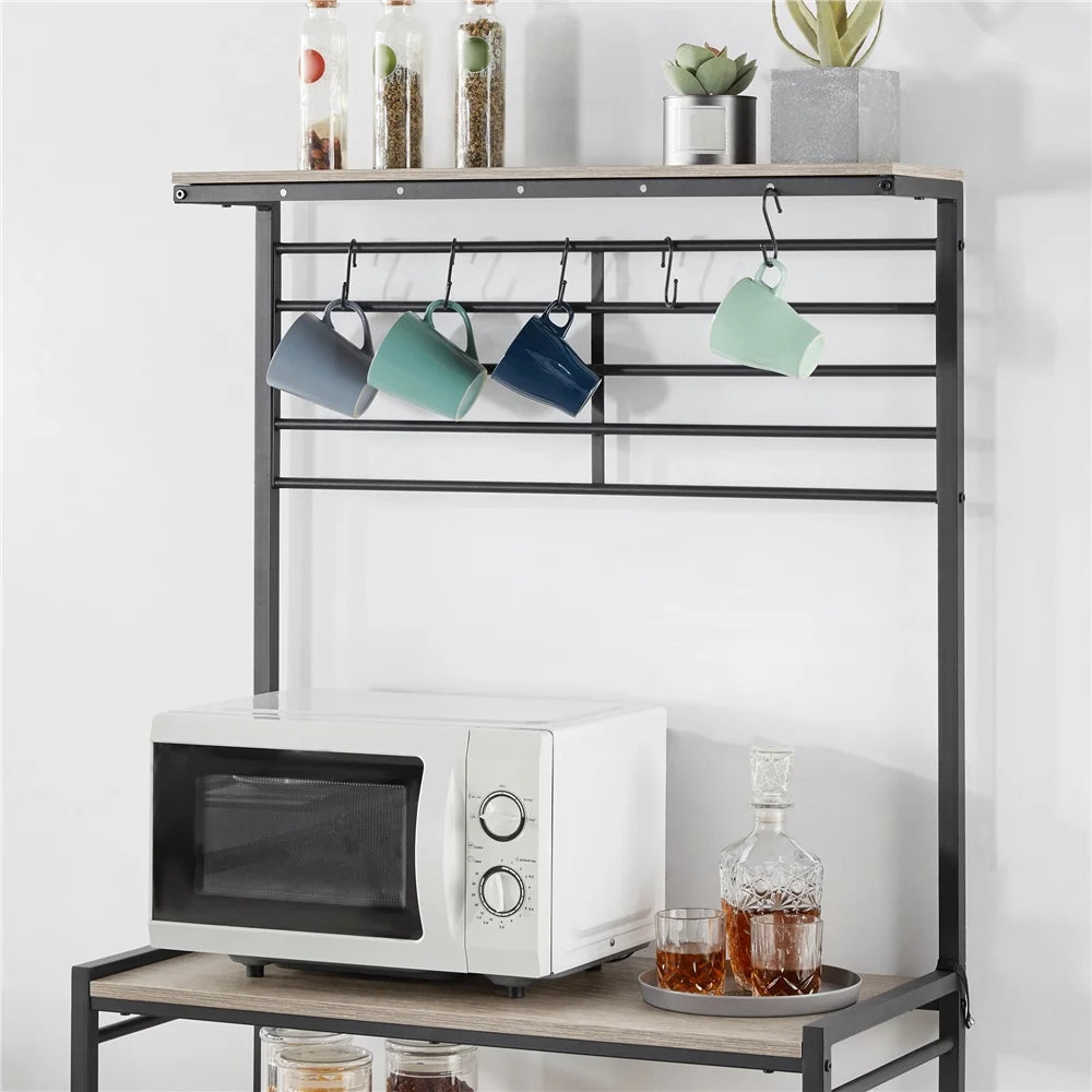 4-Tier Kitchen Baker's Rack with Hooks O1436