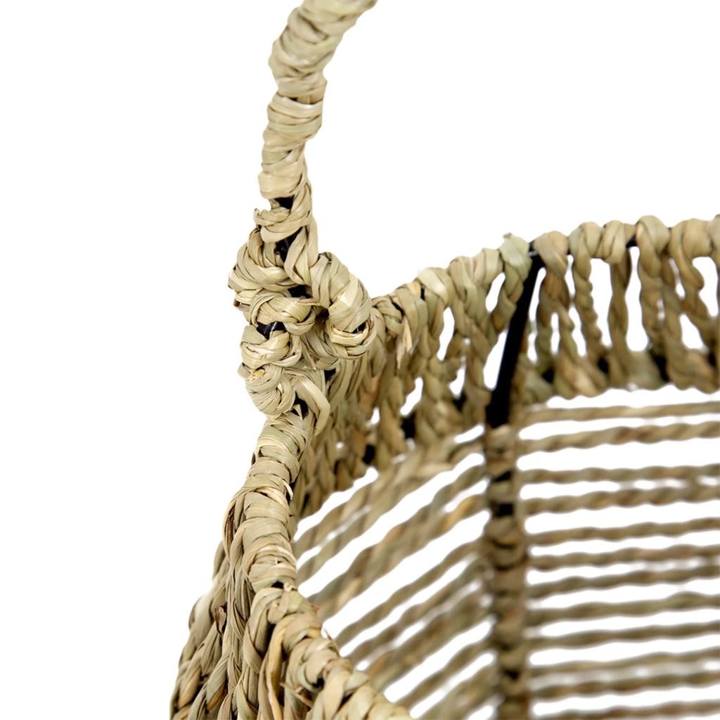 Seagrass Rope Wrapped Candle Lantern Q755