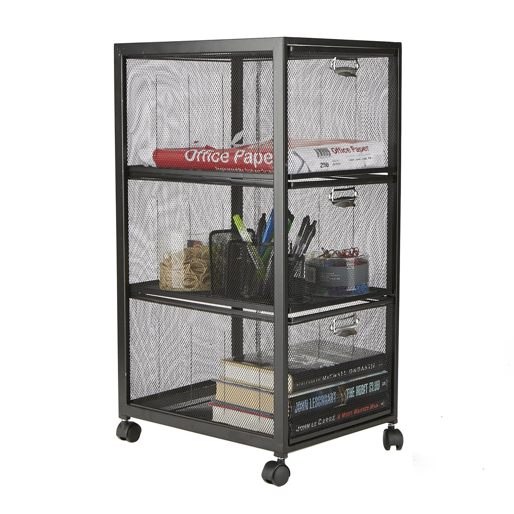 Rolling Utility Cart with 3 Drawers, Black U430017