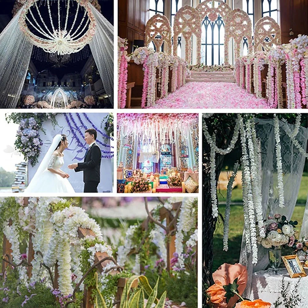 White Artificial Silk Wisteria Flowers 20pcs C9474