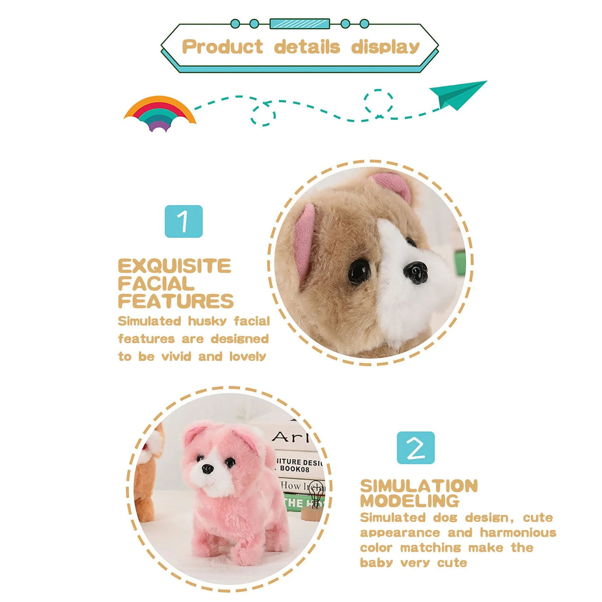 Pink Simulation Plush Dog Toy P661113