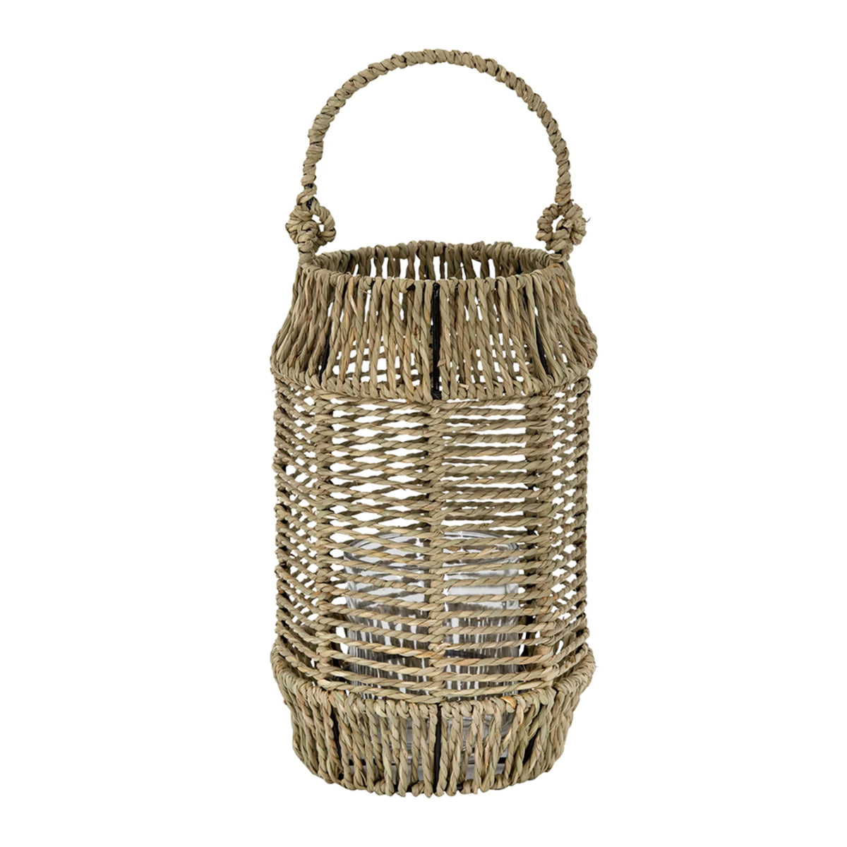 Seagrass Rope Wrapped Candle Lantern Q755