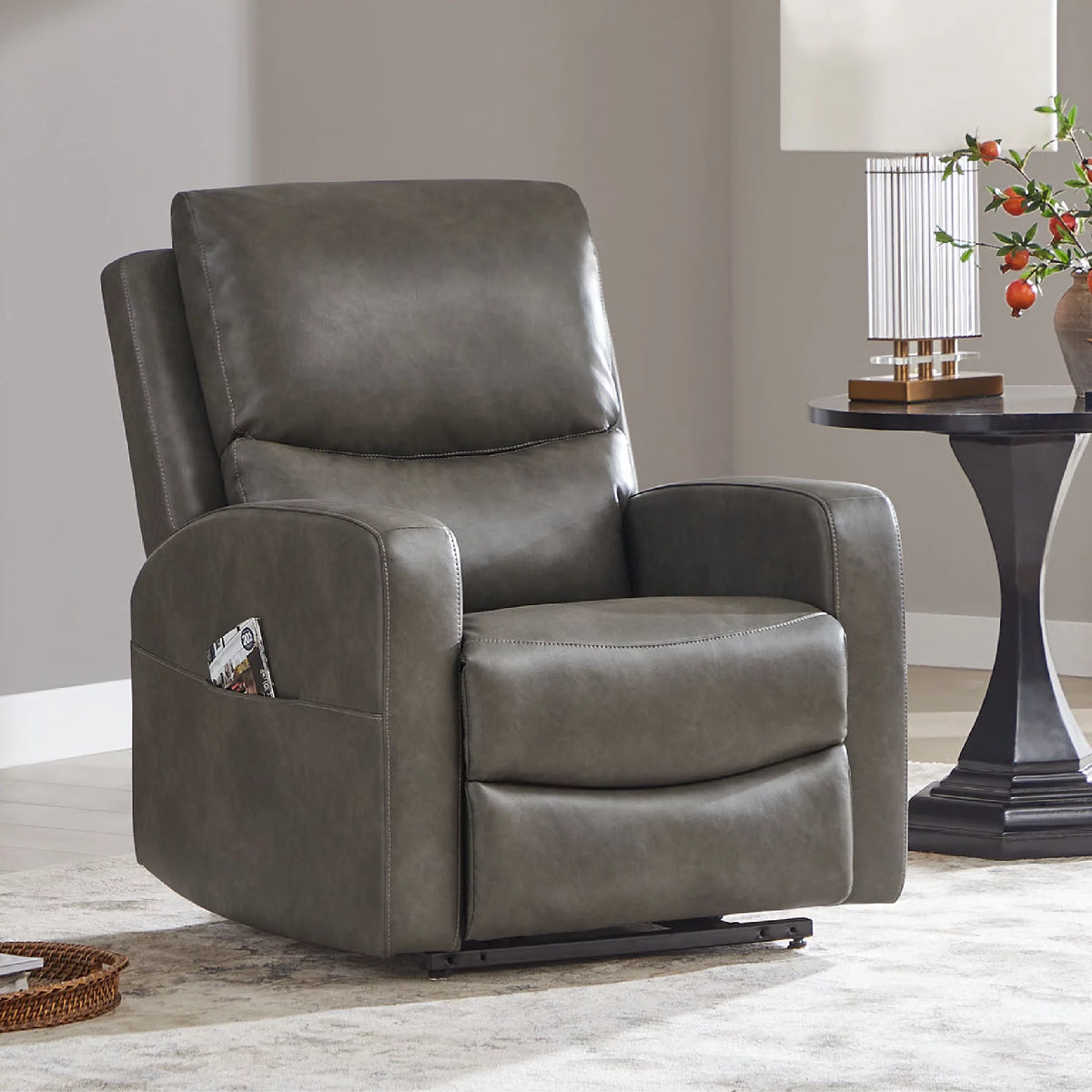 Dark Gray Faux Leather Lift Recliner Chair B916