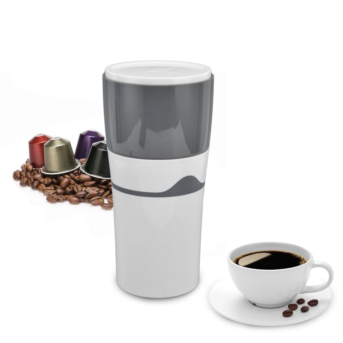 Portable PP Drip Coffee Maker for K Cups Gray White M12987