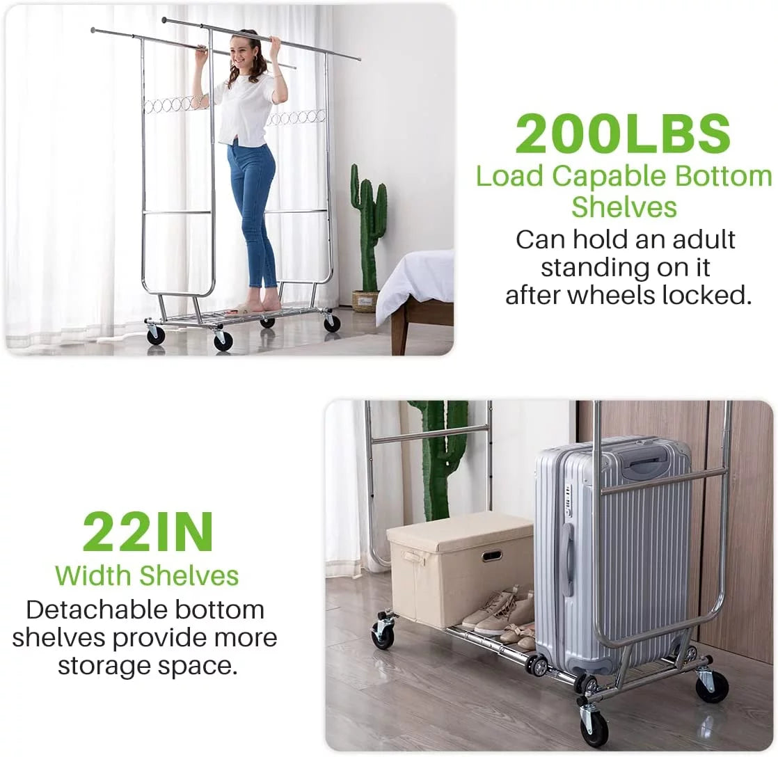 600 lbs Heavy Duty Garment Rack with Shelves X98945