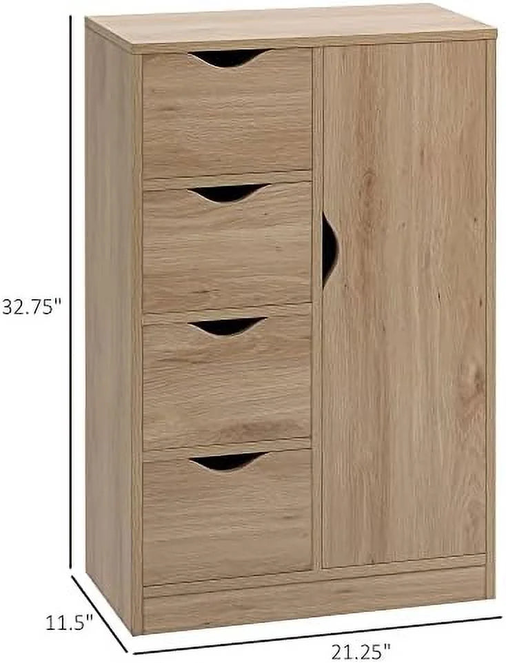 Oak 4 Drawer Bathroom Floor Cabinet C914