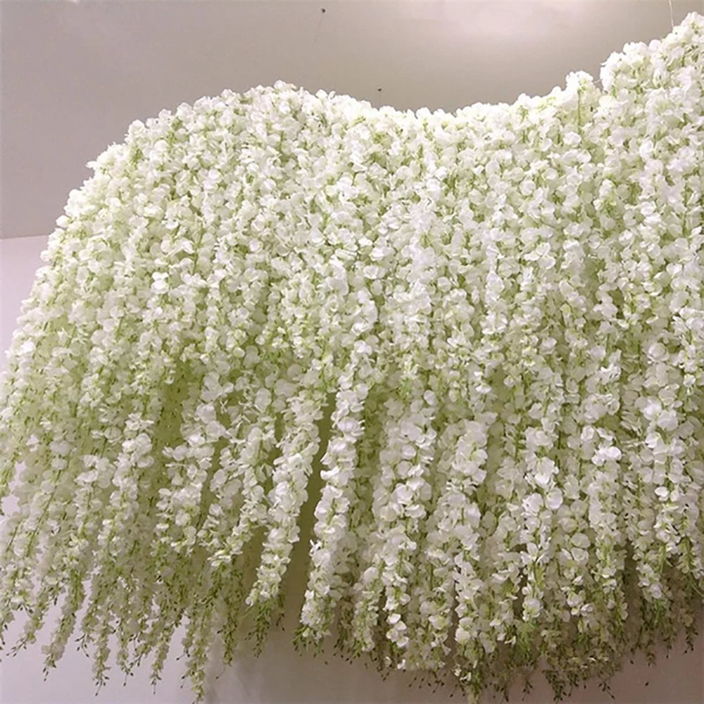 White Artificial Silk Wisteria Flowers 20pcs C9474