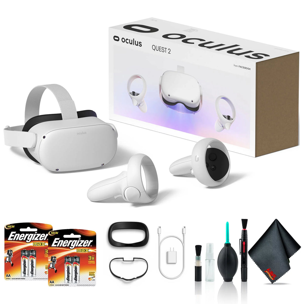 128GB VR Headset Bundle with Batteries and Cleaning Kit V545