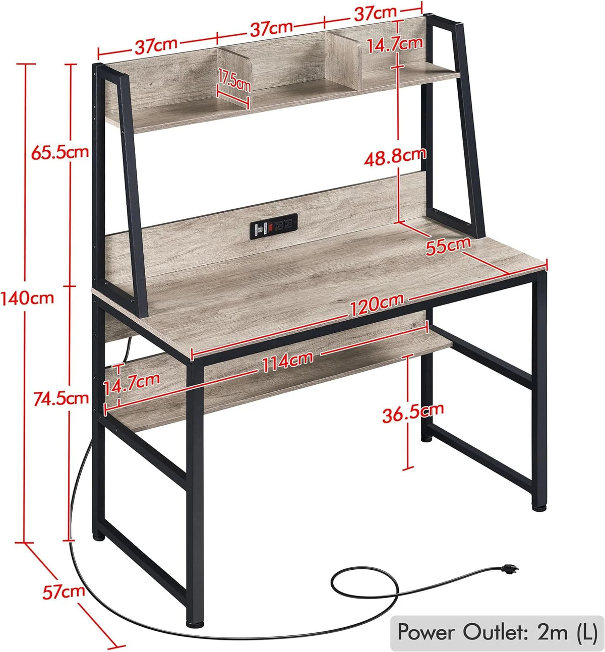 Gray Home Office Desk and Chair Set with Power Outlet Q1903