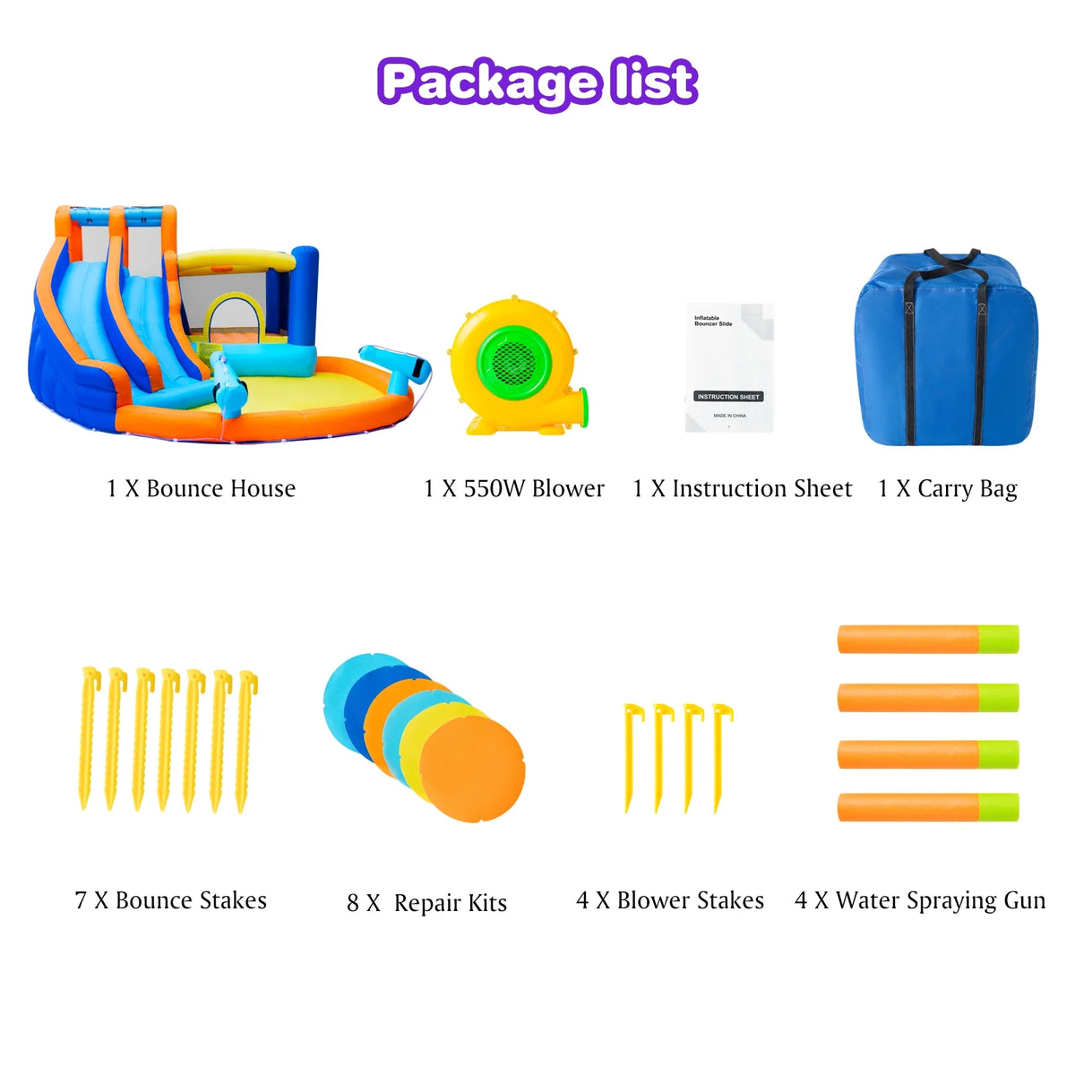 Kids Inflatable Water Slide Bouncer with Pool and Climbing Wall G3940