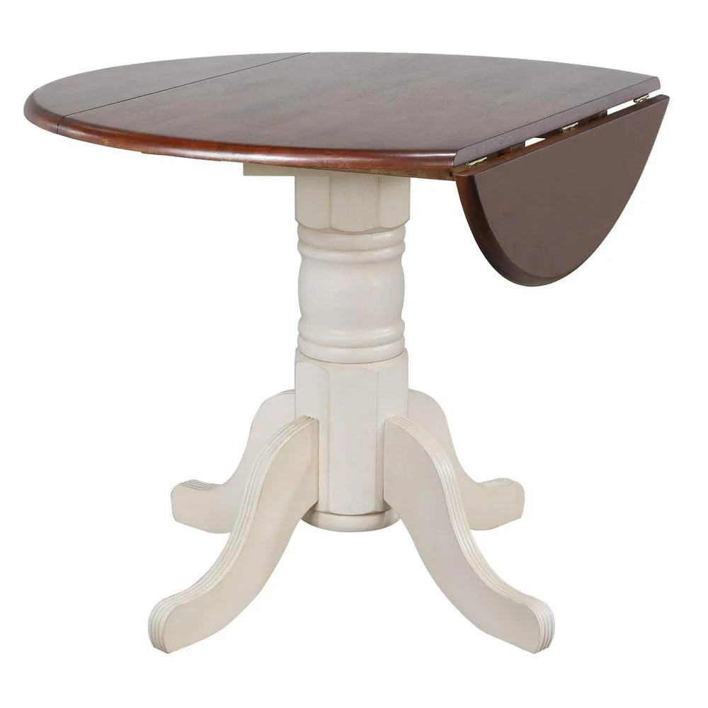 42" Round Extending Dropleaf Wood Dining Table I876