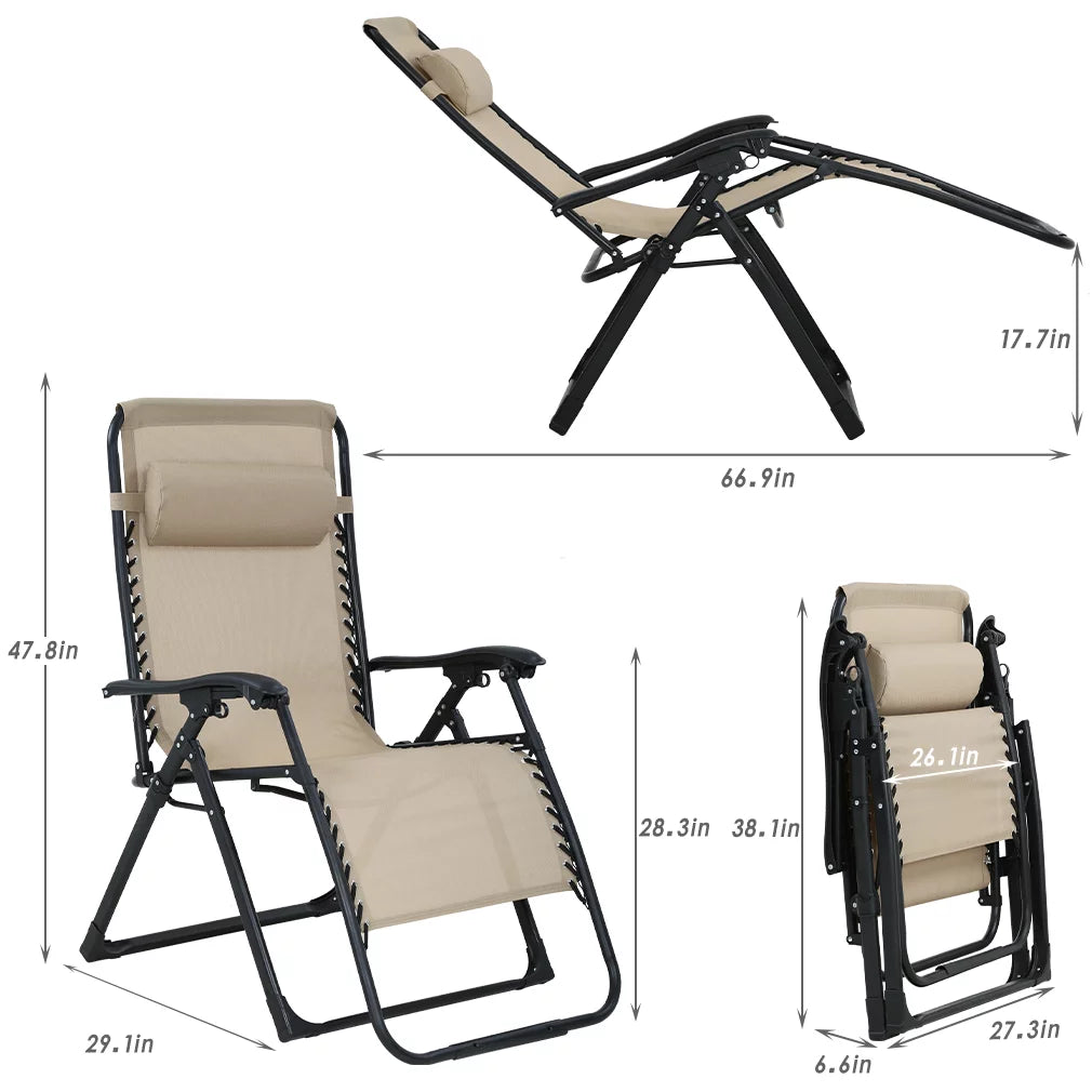 Oversized Zero Gravity Chair with Cup Holder Tray and Pillows X463