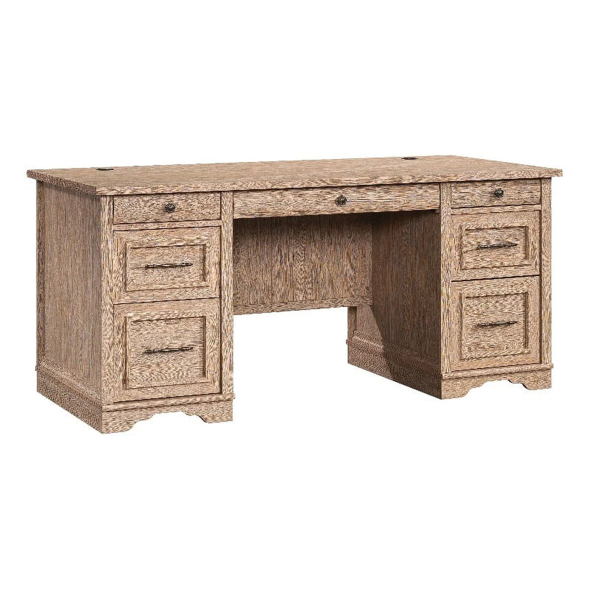 Contemporary Brushed Oak Pedestal Desk L21951