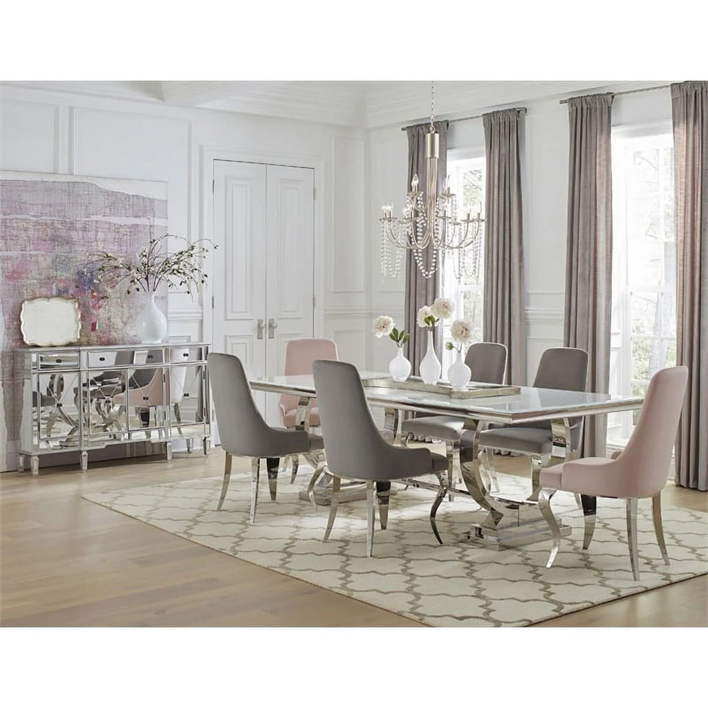 Rectangle Dining Table White and Chrome G359